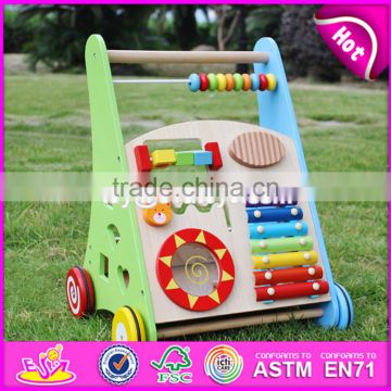 Wholesale best design multi push along wooden baby walking toys W08J001