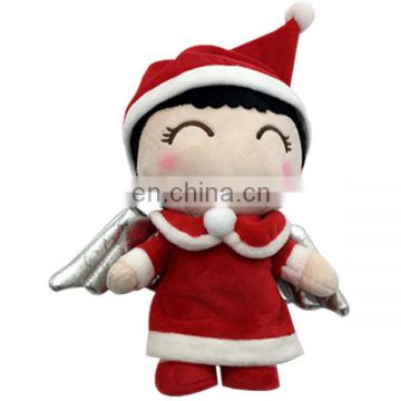 Adorable Stuffed Soft Plush Angel Girl Doll Toy With Santa Suit Custom Sleeping Cute Plush Christmas Elf Doll