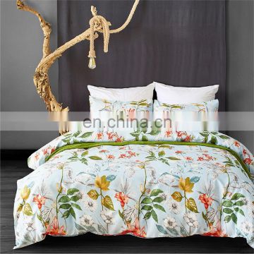 Luxury 100% Polyester Custom TWin Printed Floral Duvets Cover Set With Pillowcase