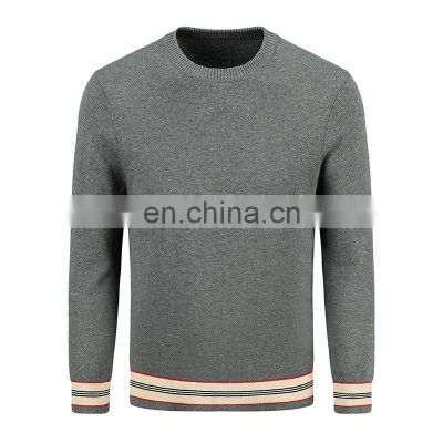 Merchants direct new warm loose sweater men's 100% cotton round neck long sleeve sweater