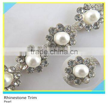 Fashion 888 Crystal Rhinestone Pearl Chain Trimmings For Bracelet Decoration