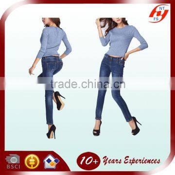 Western styllish lady slim fit long denim pants woman OEM sexy tight jeans and leggings for lady