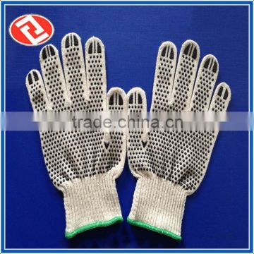 High Performance White One Side Cotton Knitted Polka Dot Gloves