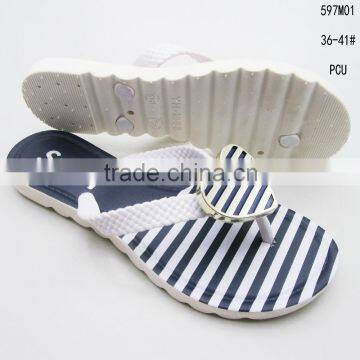 Beautiful stripe printing women's summer outdoor flip flops