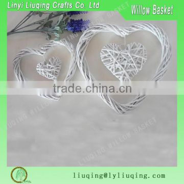White Handmade Heart Shape Willow Crafts Cool Crafts Wicker Handicraft Heart Decoration