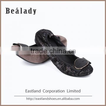 (E1715-7) 2016 Fashion flat lady dress shoes elastic ballerina blowing rubber outsole sheep suede leather shoes