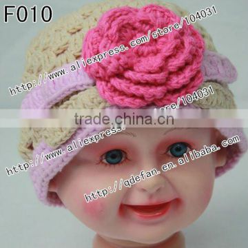 Wholesale 100% cotton crochet newborn hat crochet beanie with flower fashion princess hat handmade knitted baby hats and caps