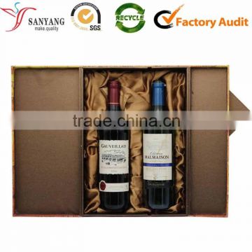 Fashion European Style Cardboard Wine Gift Box Double Door Open Wine Box For Two Glasses