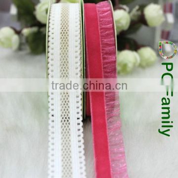 Wholesale velvet elastic trim with ribbon