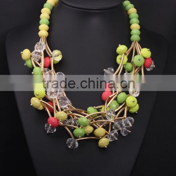 Women Summer Accessories China Bead Chunky Chain Bib Necklace Design