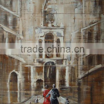 Popular Home decoration Wall Art Handpainted Modern Structure Wooden Oil Painting