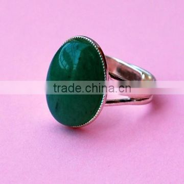 Jade gemstone Ring Silver Adjustable size