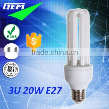 China Best Selling CFL Princile Spiral/3U Tube T4 20W 6400K With E27 B22 Base