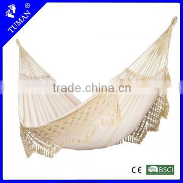 White handmade tassels hammock folding outdoor swing bed
