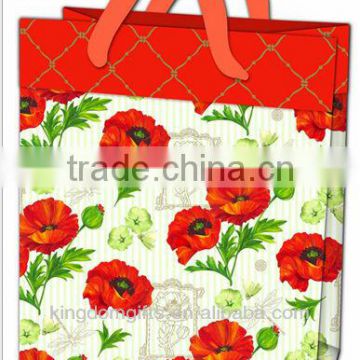 Red Flowers Art Paper Shopping Bags