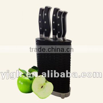 5 pieces stainless steel kitchen knife set with plastic block