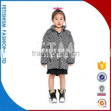 Dark Grey Black Fish scale printed Long Sleeve cotton warm kids winter children fur coat