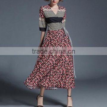 Chiffon printed shivering red One-piece Dress new fashion ladies dress