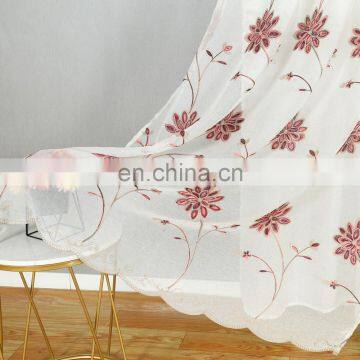 Bay Window Turkish Floral Fabric Material Embroidery sheer window curtain