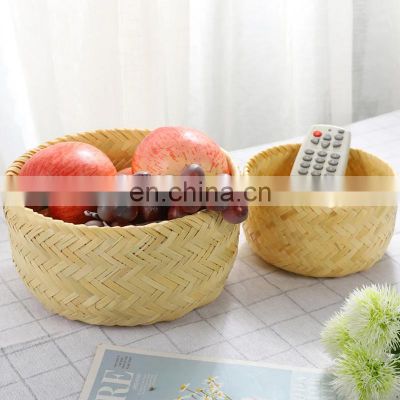 Handwoven Bamboo Storage Basket For Fuit and Toy Wicker Natural