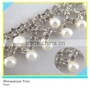 Pretty 888 Crystal Rhinestone Pearl Chain Trimming Yard Decorative Clothing