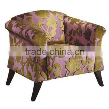 Floral pattern fabric wooden legs hotel chair XY2688