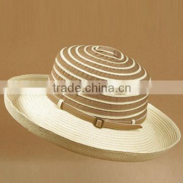light foldable fabric hat for outdoor with wide brim sunshade and string decoration