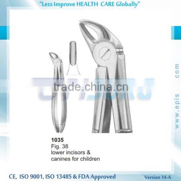 Extraction Forceps lower incisors and canines for children, Fig 38, Periodontal Oral Surgery