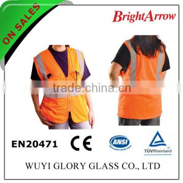 100% polyester EN 20471 safety reflective girl's reflective hunting vest for usa from china