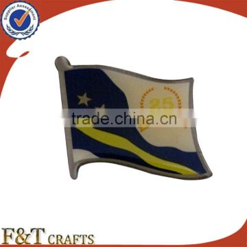 Hot sales printing double flag logo stainless steel flag badge/badge pin/metal flag badge