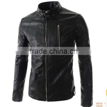 Fashion men's casual pure leather jacket collar