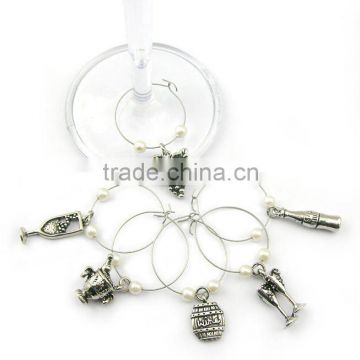 Grape and Wine theme Wine Charm Set with 25mm Loop Diameter, OEM Orders are Welcome