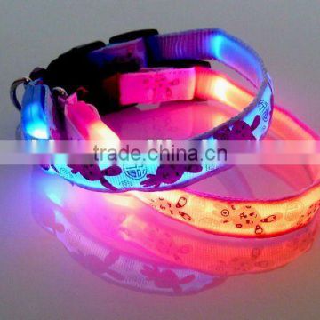 Light up flashing pet dog collar / fashion rabbit print pet collar