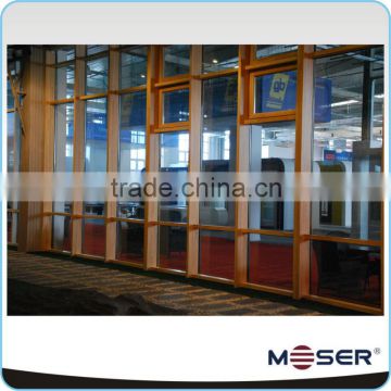 High quality wooden curtain wall system in oak wood and safety glass