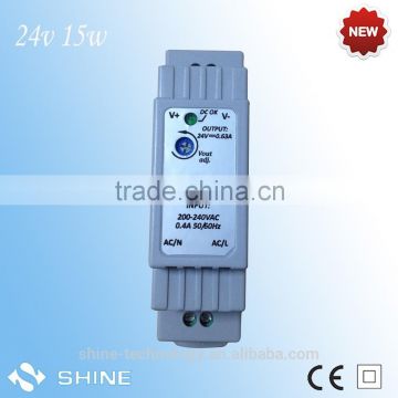 24v 15w din rail power supply from shenzhen factory with ce&rohs, 2 years warranty