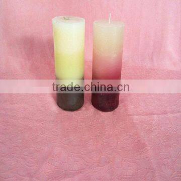 decorative gradient colored pillar candle