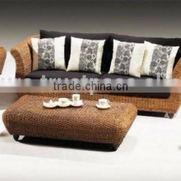 Wicker Natural Material Sofa Set Water Hyacinth Furniture (Acasia wood frame, hand woven by water hyacinth)