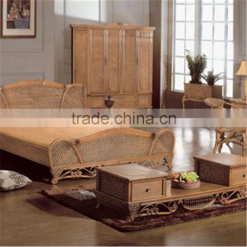 Latest New Design Double French rattan bed rattan frame bedroom