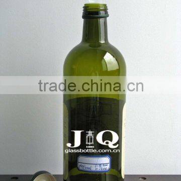 green glass olive oil bottle