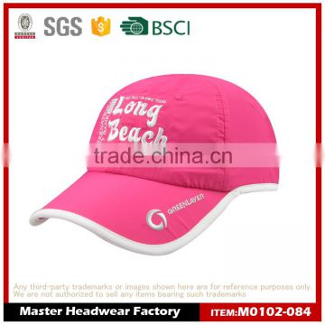 100%polyester red cool dry sports cap with embroidery