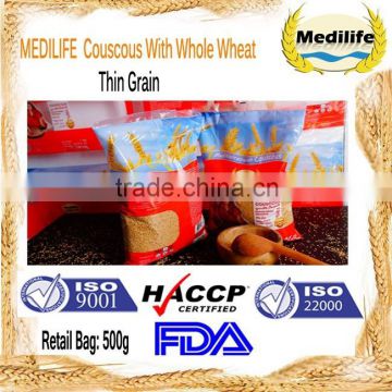 Couscous. Whole Wheat Couscous Thin Grain. Whole Wheat Couscous Bag 500g. Halal Certified Cou scous. Mediterranean Couscous.