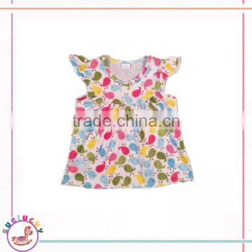Sue Lucky girls wholesale boutique clothing ruffles short sleeve baby t shirts