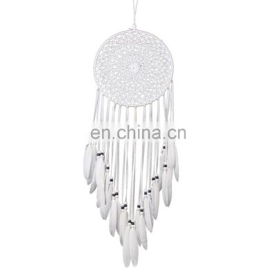 White Lace Flower Dream catcher Wind Chimes Indian Style Feather Pendant Dream Catcher Creative Car Hanging Decoration