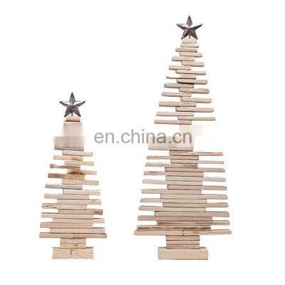 Small wood Christmas trees simple design X-mas tree table decoration ornaments