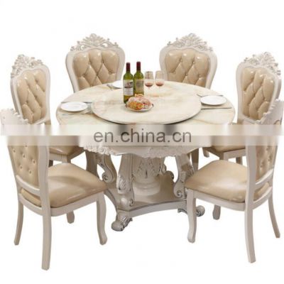 European Style Antique Table Sets Marble Luxurious Dining Room Sets 6 Seater Dining Table Sets