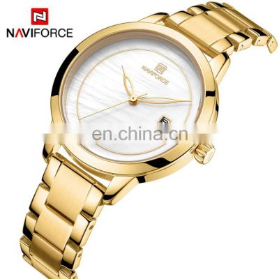 NAVIFORCE NF5008 Charm New Quartz Ladies Watch Stainless Steel Calendar Bracelet Girl Women Stylish Watches