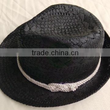 Black Fashion Paper Straw Weaving Fedora Hats