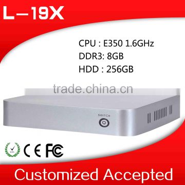 cheap pc computer PC Itx Case fanless pc L19x E350 Support Home Premium 4G RAM 32G SSD