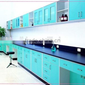 Customized lab side bench with wall cupboard