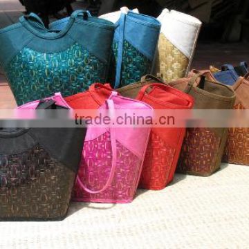 Hot selling High quality best selling bamboo shopping handbag with fabric